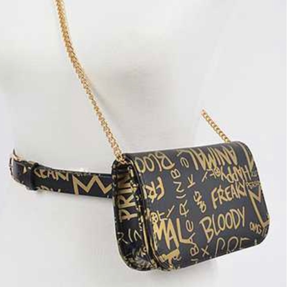 Gold chain crossbody with belt